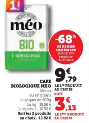 Super U Cafe biologique meo offre