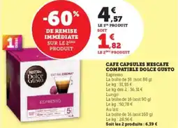 Super U Cafe capsules nescafe compatible dolce gusto offre