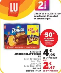 Super U Biscuits au chocolat prince lu offre