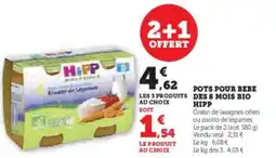 Super U Pots pour bebe des 8 mois bio hipp offre