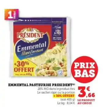 Super U Emmental pasteurise president offre