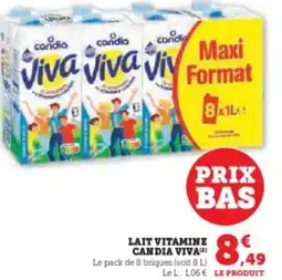 Super U Lait vitamine candia viva offre