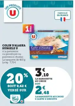 Super U Colin d'alaska surgele u offre