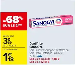 Carrefour Market SANOGYL Dentifrice offre