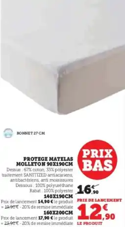 Super U Protege matelas molleton 90x190cm offre