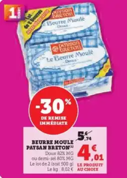 Hyper U Beurre moule paysan breton offre