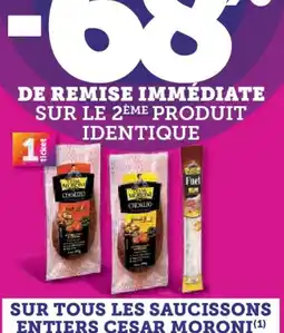 Hyper U Sur tous les saucissons entiers cesar moroni offre