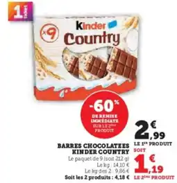 Hyper U Barres chocolatees offre
