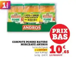 Hyper U Compote pomme nature morceaux andros offre