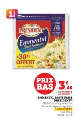 Hyper U Emmental pasteurise president offre