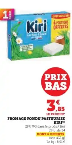 Hyper U Fromage fondu pasteurise kiri offre