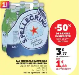 Hyper U Eau minerale naturelle gazeuse san pellegrino offre