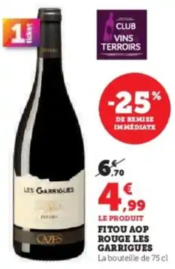 Hyper U Fitou aop rouge les garrigues offre