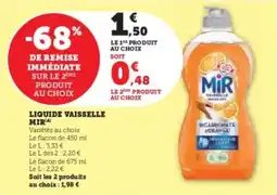 Hyper U Liquide vaisselle mir offre
