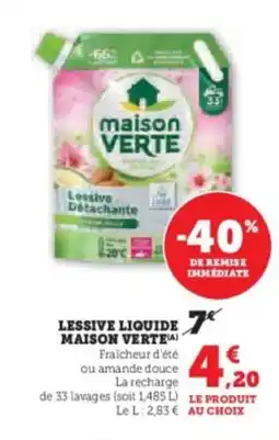 Hyper U Lessive liquide maison vertela offre