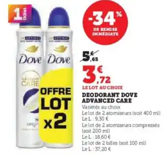 Hyper U Deodorant dove advanced care offre