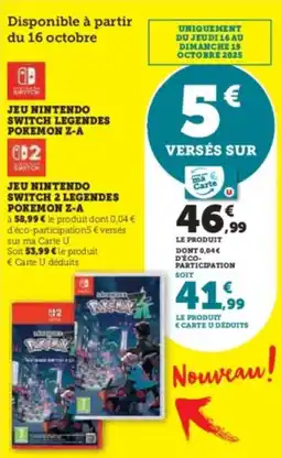 Hyper U Jeu nintendo switch legendes pokemon z-a offre