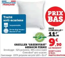 Hyper U Oreiller green first 60x60cm ferme offre