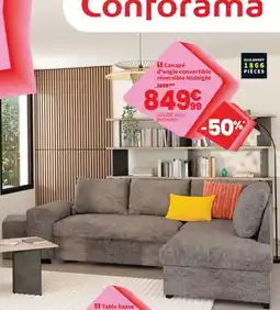 Conforama Canapé d'angle convertible réversible Midnight offre