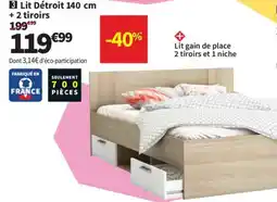 Conforama Lit Détroit 140 cm + 2 tiroirs offre