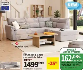 Conforama Canapé d'angle convertible Primo offre