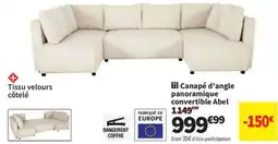 Conforama Canapé d'angle panoramique convertible Abel offre