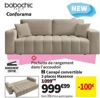 Conforama Canapé convertible 3 places Maxence offre