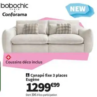 Conforama Canapé fixe 3 places Eugène offre