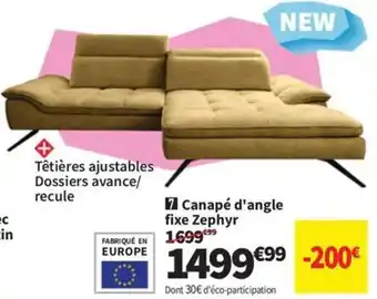 Conforama Canapé d'angle fixe Zephyr offre