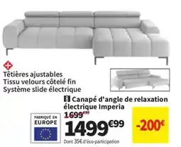 Conforama Canapé d'angle de relaxation électrique Imperia offre