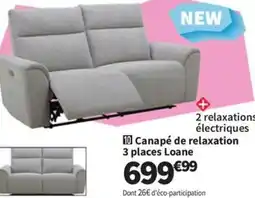 Conforama Canapé de relaxation 3 places Loane offre