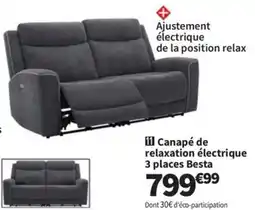 Conforama Canapé de relaxation électrique 3 places Besta offre