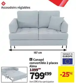 Conforama Canapé convertible 2 places Alma offre