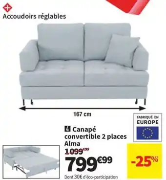 Conforama Canapé convertible 2 places Alma offre