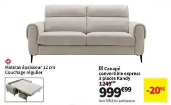 Conforama Canapé convertible express 3 places kandy offre