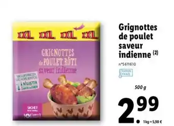 Lidl Grignottes de poulet saveur indienne offre