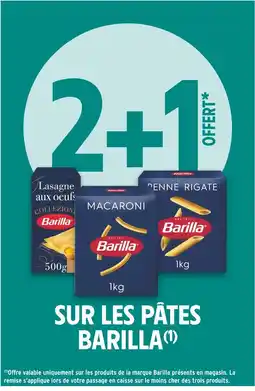 Intermarché BARILLA 2+1 OFFERT SUR LES PÂTES BARILLA offre