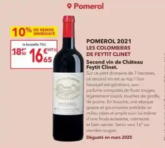 METRO Bien - pomerol 2021 les colombiers de feyrit offre