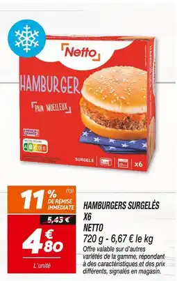 Netto Netto Hamburgers Surgelés x 6 offre
