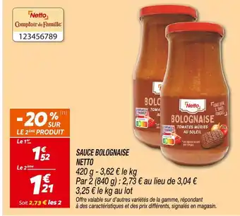 Netto Netto Sauce Bolognaise offre