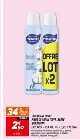 Netto Monsavon Déodorant spray Fleur de coton toute légère(b) offre