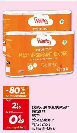 Netto Netto Essuie-Tout Maxi Absorbant Décoré X4 offre