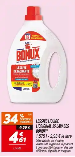 Netto BONUX LESSIVE LIQUIDE L'ORIGINAL 35 LAVAGES(b) offre