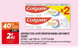 Netto Colgate DENTIFRICE TOTAL ACTIVE PRÉVENTION ORIGINAL SOIN COMPLET offre