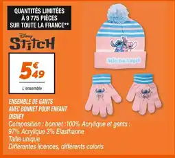Netto Disney Ensemble de gants avec bonnet pour enfant offre