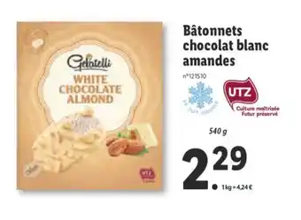 Lidl Bâtonnets chocolat blanc amandes offre