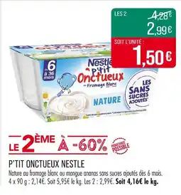 Match Nestlé P'tit Onctueux Nature offre