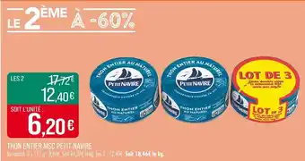 Match Thon entier msc petit navire offre
