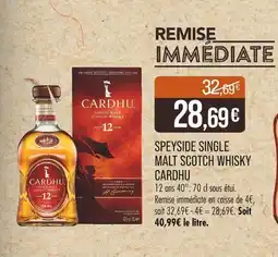 Match Cardhu Speyside Single Malt Scotch Whisky offre
