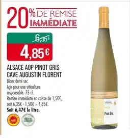 Match Cave Augustin Florent Alsace AOP Pinot Gris offre